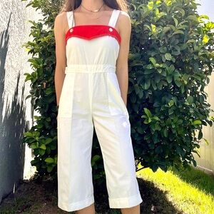Vintage White and Red Jumpsuit